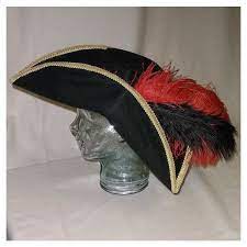 Black Pirate Hat Classic Tricorn With Gold Trim And Red And Black 50 Liked On Polyvore Featuring Accessories Hats C Pirate Hats Hats Black Feathers