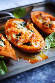 patates douces farcies au fromage a raclette ermitage jambon et epinard chefnini recette recette patate douce recette patate recettes de cuisine