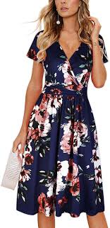 At amazon fashion, we believe our customers can be smart and stylish. Ouges Women S Summer Short Sleeve V Neck Floral Short Party Dress With Pockets Ebay