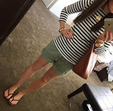 Black And White Striped Shirt And Shorts Outfit 9 Green Shorts Black And White Striped Tee White Converse Yin And Yang Earrings Gold Studs My Style Summer Shorts Outfits Outfits With Stripe