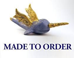 Narwhal Made To Order Custom Flying Narwhal Clay By Dragonstarart 75 00 Clay Sculpture Narwhal Custom Flies