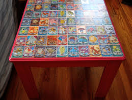 Diy Decoupage Pokeman Card Table Pokemon Room Nerd Room Game Room Kids