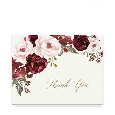 Thank you so much for the wonderful flowers! Wedding Thank You Cards Burgundy Gold Watercolor Floral