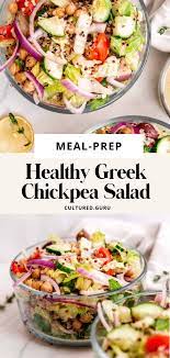 Healthy Meal Prep Idea Greek Chickpea Salad Cultured Guru Recipe Salad Meal Prep Healthy Meal Prep Vegan Salad Recipes