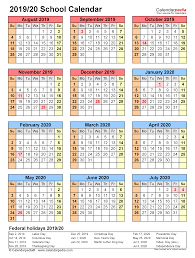 This page contains a national calendar of all 2019 public holidays. School Calendars 2019 2020 Free Printable Pdf Templates