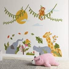Safari Animals Wall Stickers, Tree Wall Decal, Nursery Wall Decal Boy  Animals Large Tree Mini Animals