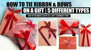How To Tie Ribbon Bows On A Gift 5 Different Types Youtube How To Tie Ribbon Simple Gift Wrapping Gift Wrap Ribbon