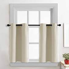 Cutewind Beige Half Window Blackout Curtains For Kitchen 36 Inches Long Grommet Top Short Windows Drapes For Curtains Light Blocking Curtains Kitchen Curtains