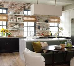 Dining Room With Built In Window Seat Transitional Dining Room Brick Wall Kitchen Exposed Brick Kitchen Stylish Kitchen