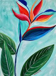 Acrylic Bird Of Paradise Painting Tropical Bird Of Paradise Painting In 2020 Paradise Painting Simple Canvas Paintings Canvas Painting