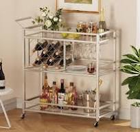Amazon.com: FATORRI Carrito de bar plateado, carritos de bar ...