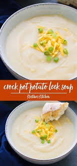 Easy Crock Pot Potato Leek Soup Recipe This Healthy Slow Cooker Potato Soup Is So Good Loaded With Your Favori Potato Leek Soup Slow Cooker Potatoes Leek Soup