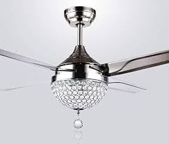 Ceiling fan with led light and remote control 44 in. Crystal Stainless Steel Fan Ceiling Lamp Ceiling Fan With Light Ceiling Fan Crystal Ceiling Fan