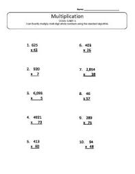 5 Nbt 5 Multiplying Whole Numbers Worksheet Multiplication Nbt Common Core State Standards Ccss Math