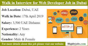 Walk In Interview For Web Developer Job In Dubai Development Web Development Job