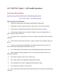 Acc 560 Wk 3 Quiz 3 All Possible Questions 2 This Or That Questions Quiz Cost Accounting