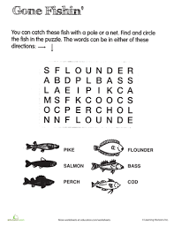 Animal Word Search Gone Fishing Worksheet Education Com Fish Gone Fishing Education Com