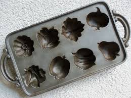 Vintage Cast Iron Muffin Mold Pan John Wright Harvest Fruit Etsy Cast Iron Bakeware Cast Iron Muffin Pan Cast Iron Cooking