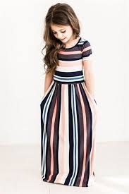 Kids Multi Colored Stripe Maxi Girls Maxi Dresses Little Girl Fashion Girl Outfits
