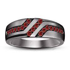 1 00 Carat Red Garnet 10k Black Gold Plated Men S Wedding Ring Men S Wedding Ring Mens Band Rings Rings