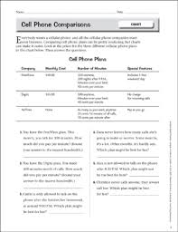 Cell Phone Comparisons Chart Printable Skills Sheets