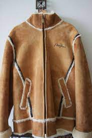 Phat Farm Shearling Leather Coat Beige Size Xl Leather Coat Coats Jackets Mens Jackets