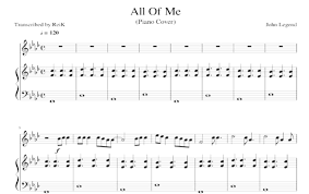 Download the saxophone sheet music of all of me (intermediate level, soprano sax) by legend john. All Of Me Piano Sheet Music John Legend Music Score