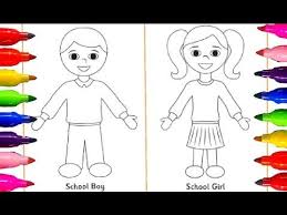 Painting for kids is turning into fun and intriguing process which is bringing a lot of joy. How To Draw Kids School Boy And Girls Learning Coloring Pages For Children With Colored Markers Youtube Drawing For Kids Boy Drawing Kids School