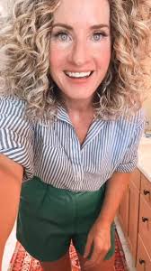 Would you wear green faux leather shorts?! Details-Shorts, thrifted—brand  is 7 for all mankind. Striped men’s button up, thrifted. Sandals, Boden.  Bag, ClareV. Vintage floral stacking ring and ...