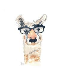 Llama Watercolor Painting Original Art Comedian Funny Face Animal Illustration Art Animal Paintings Animal Illustration