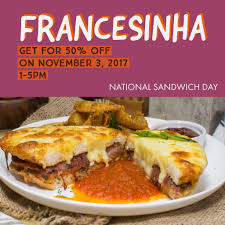 It's called the francesinha, or little frenchie. traditionally, the sandwich is packed with meats like ham, mortadella, steak, and linguiça, which is a type of portuguese sausage. Cafe Sanso What Is Francesinha It S A Portuguese Sandwich Originally From Porto Made With Bread Cured Ham Sausage And And Roast Meat Covered In Melted Cheese Enjoy Cafe Sanso S Best Selling Francesinha