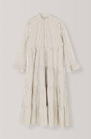 Striped Cotton Turtleneck Maxi Dress With Ruffle Trim Sleeves And Tiered Peplum Hem This Dress Is From The Exclusi Fashion Checks Fashion Thanksgiving Clothes