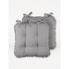 How to make a window seat padding. Grey Pom Pom Seat Cushion Pad Set Of 2 Home George At Asda