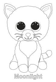 Black And White Beanie Boo Cat Moonlight From Beanie Boo Coloring Page Beanie Boo Dog Birthday Party Dog Birthday