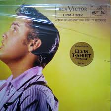 TWO ELVIS PRESLEY COPIES 1956 RCA VICTOR LPM 1382 FIRST ROCKAWAY PRESS T-  SHIRT