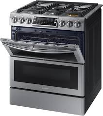 Samsung Nx60t8751ss 30 Inch Slide In Gas Smart Range With 5 Sealed Burners 6 0 Cu Ft Flex Duo Oven Self Clean Storage Drawer Smart Dial Air Fry Wi Fi Gas Range Double