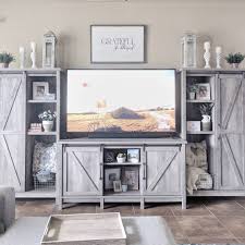 Better Homes Gardens Modern Farmhouse Tv Stand For Tvs Up To 70 Rustic Gray Finish Walmart Com Farmhouse Decor Living Room Living Room Tv Stand Farm House Living Room