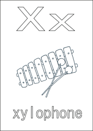 Printable drum and xylophone coloring page. X Is For Xylophone Coloring Page