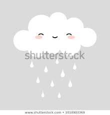 Cute Happy Cloud With Rain Drops Print Or Icon Vector Illustration Clouds Design Print Clouds
