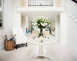 Design Ideas Round Foyer Table With Floral Arrangements White Modern Foyer Shiny White Round Table Decor Entry Table Decor Round Foyer Table Entrance Table