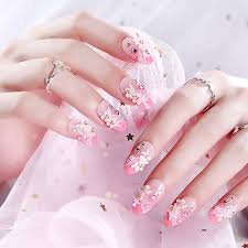 Acrylic nail designs show off your feminine power to the world. Bridal Wedding Pink Color Beauty Fake Nail Full Cover Acrylic Nail Art Tips With Glue Girls Sweet Flower Design False Nails False Nails Aliexpress