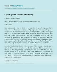 In particular, students should use compelling examples to support the main. Lapu Lapu Reaction Paper Free Essay Example