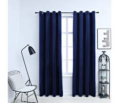 A blue ottoman and mat tie it all in. Vidaxl 2x Blackout Curtains With Metal Rings Velvet Dark Blue 140x245cm Blind Ebay