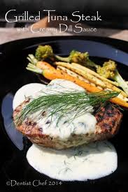 Grilled Cajun Style Tuna Steak With Creamy Dill Sauce Ala Grilled Tuna Tuna Steaks Grilled Tuna Steaks