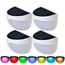 Solar deck lights led outdoor garden decorative wall mount fence. Huanlemai Solar Powered Fence Post Lights Outdoor Rgb Led Garden Security Light Wall Mount Decorative Deck Lighting For Porch Pathway Yard Patio Stairway Party Decoration 7 Colors Change 4 Packs Buy Online
