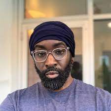 Men Navy Ez Pz Turban Wrap For Short Hair Or Bald Head One Etsy In 2021 Short Hair Styles Turban Bandana Hairstyles