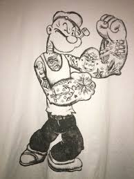 Mens Popeye T Shirt Gray Size Large Muscles Spinach Sketch Cartoon Jerryleigh Graphictee Popeye The Sailor Man Popeye Tattoo Popeye