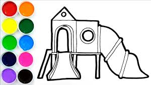 Imagenes para dibujar faciles para niños. Dibuja Y Colorea Un Tobogan Para Ninos Dibujos Faciles Para Ninos Learn Colors Funkeep Art Youtube