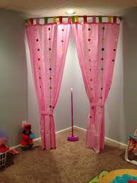 Here S A Playroom Stage Idea I Used A Curved Shower Curtain Rod It Is A Zenith Brand From Amazon The Playroom Stage Childrens Shower Curtains Kids Curtains