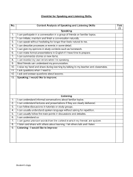Read each statement and consider how it applies to you. Checklist For Speaking And Listening Skills Student S Copy Conversation Psychological Concepts